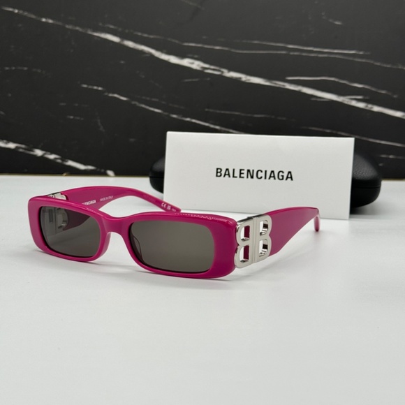 NEW BB0096S 016 BALENCIAGA PINK GREY WOMEN SQUARE BALENCIAGA SUNGLASSES - Picture 3 of 11